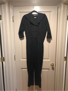 Tailored Dark Blue Double-Breasted Jumpsuit